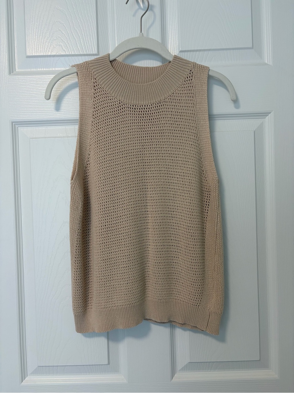 Commense Beige Open-Knit Sleeveless Tank